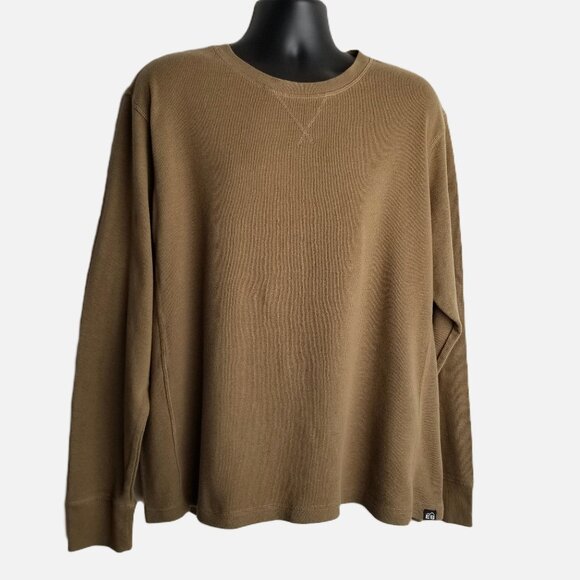 Eddie Bauer Waffle Knit Thermal Long Sleeve Shirt Size XXL Tan Outdoor Gorpcore - Picture 1 of 9